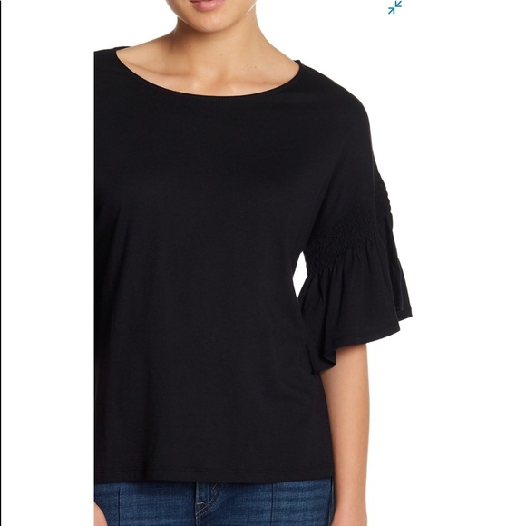 14th & Union Ruffle Sleeve Top in Black - Picture 4 of 9